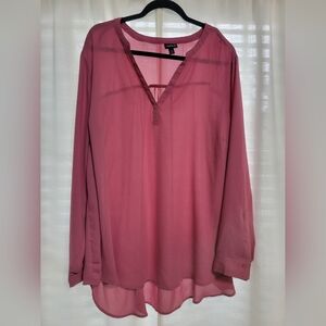 Long sleeve Torrid blouse, size 3, deep mauve